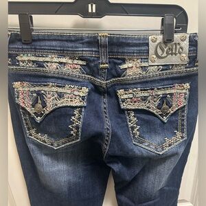 Cello Women's Dark Blue Embroidered Boot Cut Jeans